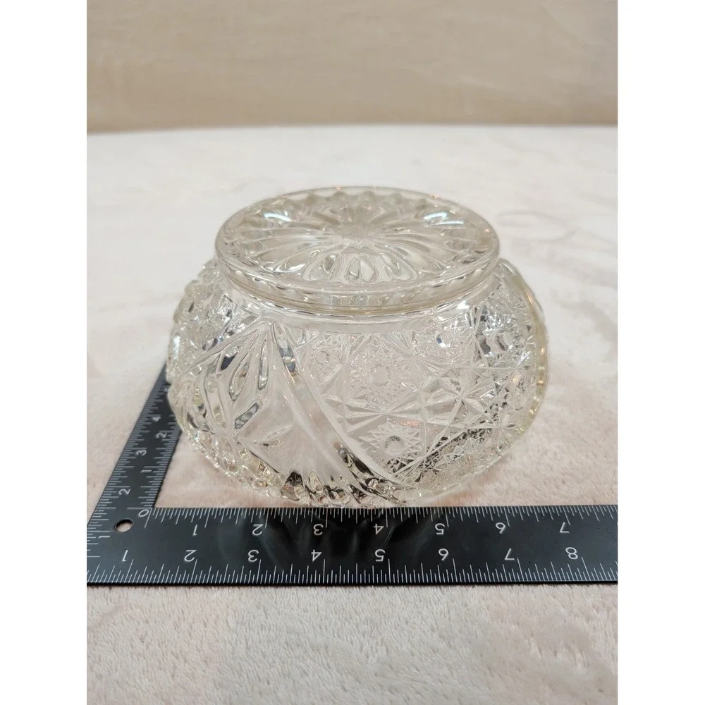 Antique EAPG Covered Glass Candy Dish Russian Pattern‎ Victorian Trinket